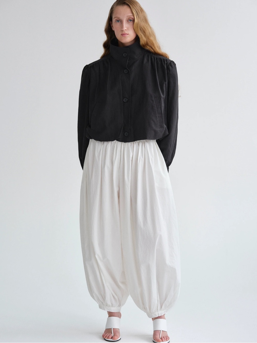 Umi Rumi Balloon Wide-Leg Pants in White 100% cotton NWT